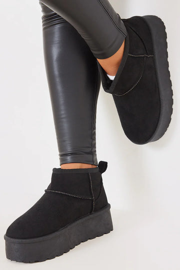 Faux Suede Platform Boots